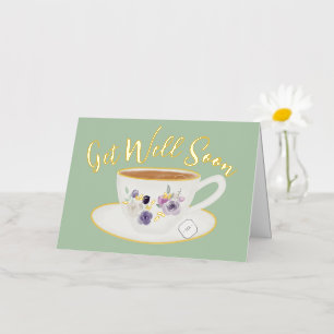Blank Green Get Well Soon Real Foil Greeting Card