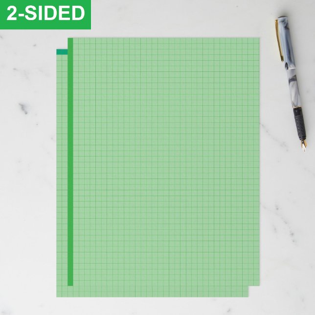 Blank Green Graph Paper Sheets (Inch Grid Squares) Custom Letterhead (engineering graph paper, green grid paper for math, high resolution graph template, full page square)