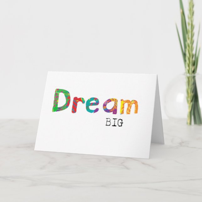 blank greeting card colourful text design Dream bi (Front)