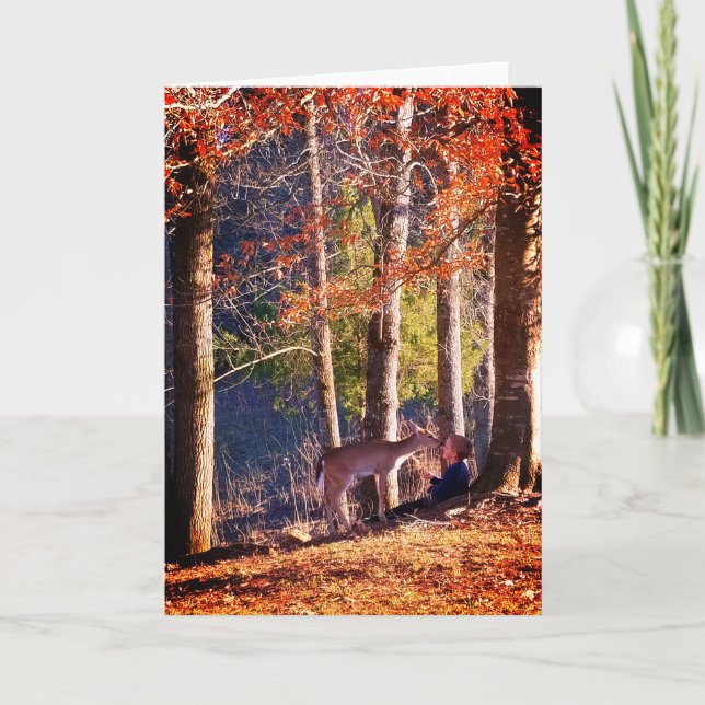 Blank Greeting Card - Deer with child (Front)