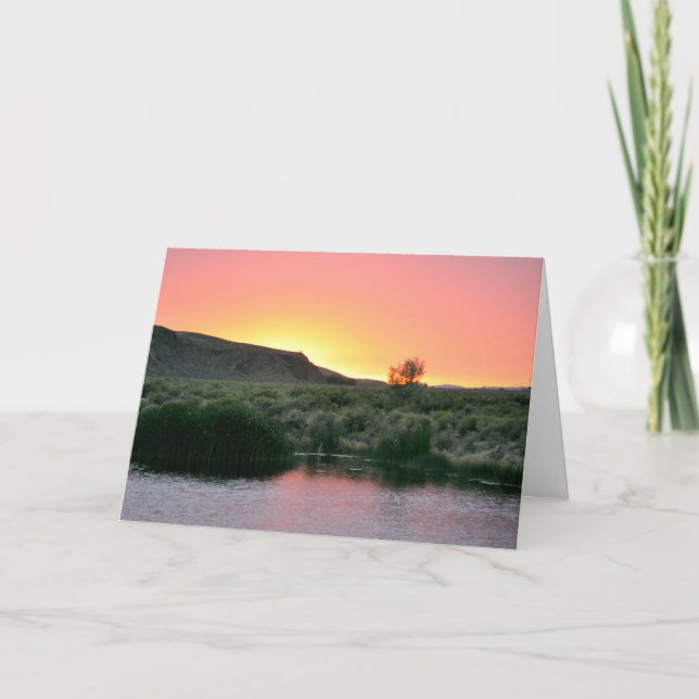 Blank Greeting Card with Desert Sunset photo (Front)