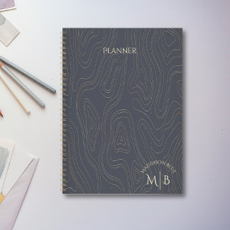 Blank Grey Abstract Personalised Planner 