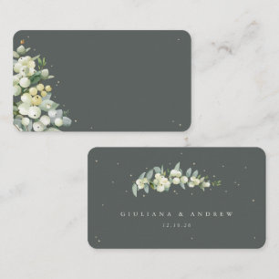Blank Grey Green Snowberry+Eucalyptus Wedding Flat Place Card