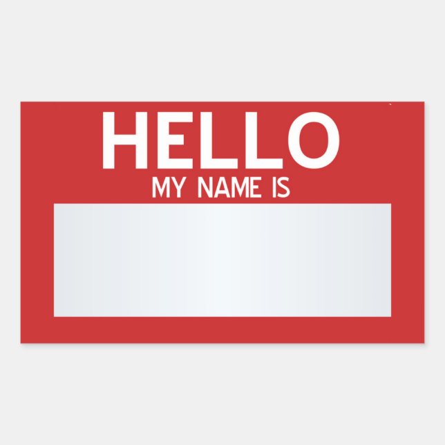 Blank Hello My Name Is ... Customisable Rectangular Sticker (Front)
