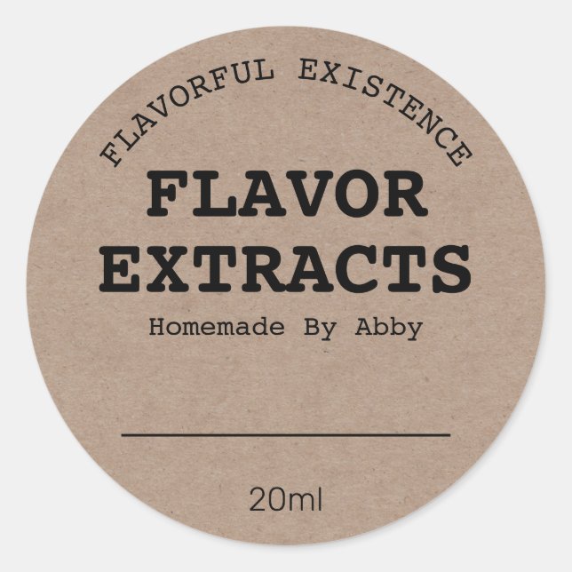 Blank Homemade Flavour Extract Labels (Front)
