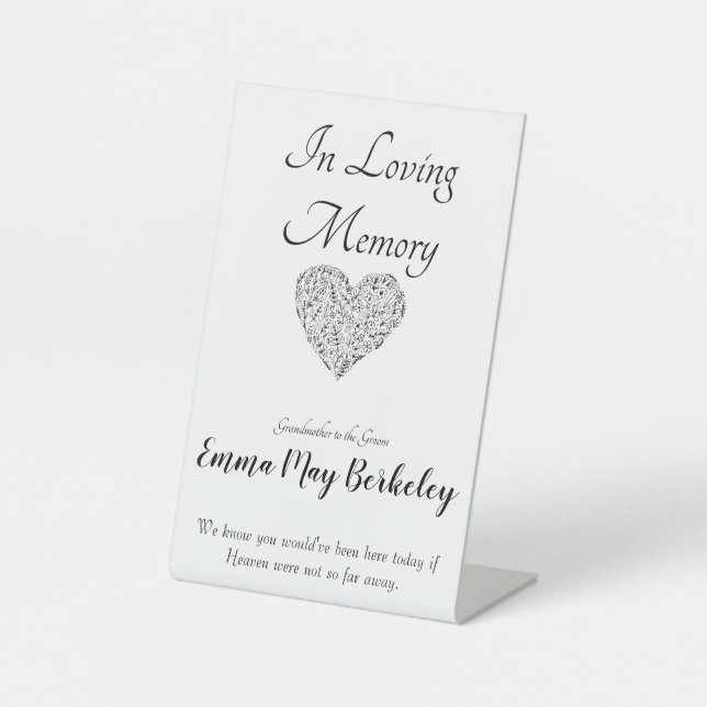 Blank In Loving Memory Table Sign for Weddings (Front)