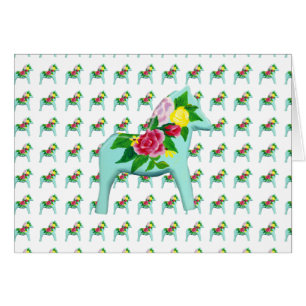 Blank inside Rose Dala Horse Card