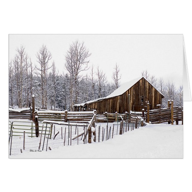 Blank Inside Snowy Rural Barn Scene Photograph (Front Horizontal)
