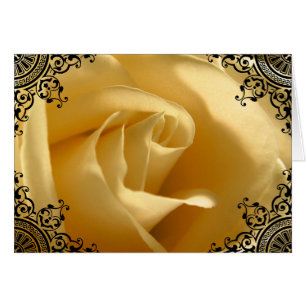 Blank Inside Yellow Rose Fancy Black Customisable