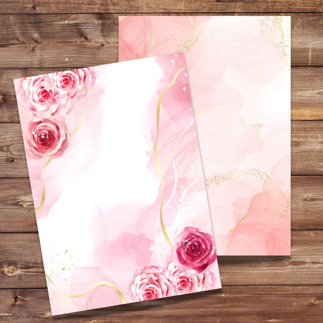 Blank Invitation 5x7 Watercolor Magenta Pink Rose (Creator Uploaded)