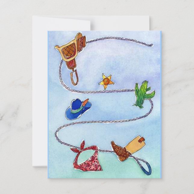 Blank Invitation Announcement Western Buckaroo (Front)