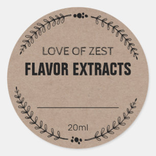 Blank Kraft Homemade Flavour Extract Labels
