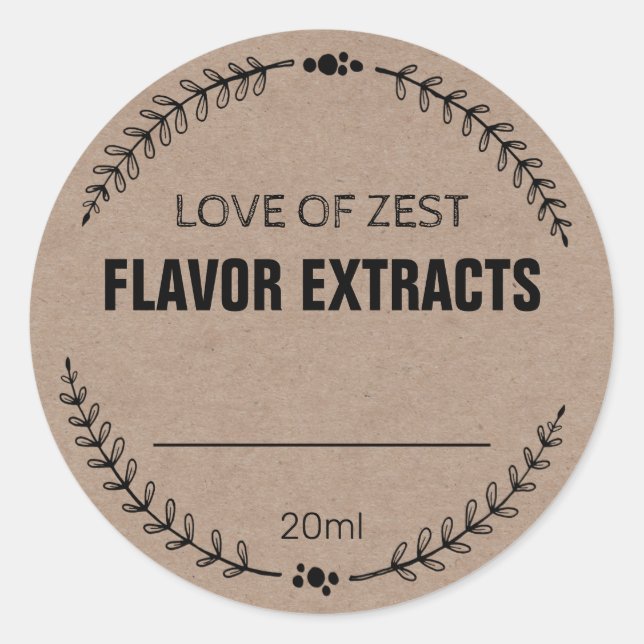 Blank Kraft Homemade Flavour Extract Labels (Front)