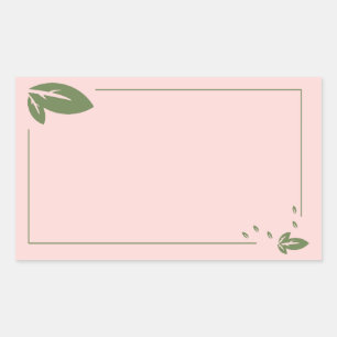 Blank leafy rectangle elegant label sticker