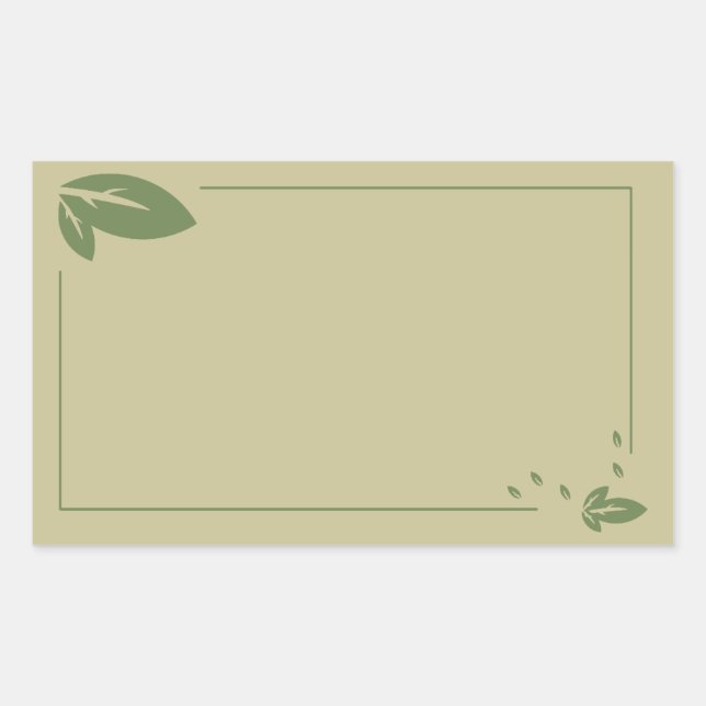 Blank leafy rectangle elegant label sticker (Front)