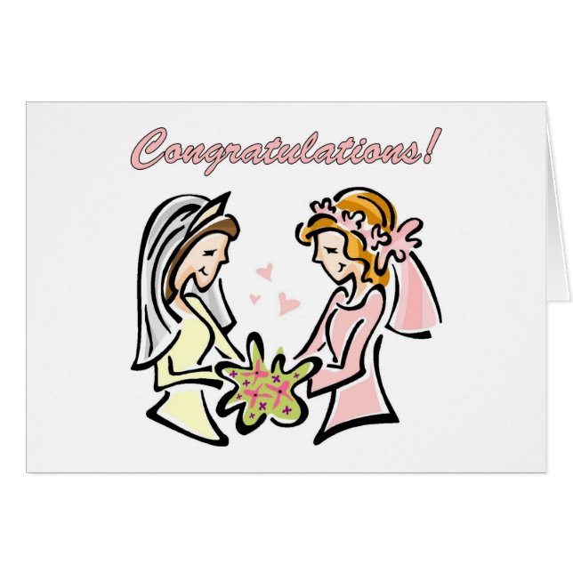 Blank Lesbian Gay Wedding Card (Front Horizontal)