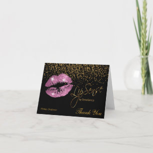 Blank Lipsense So Pink Glitter Lips  Thank You Card