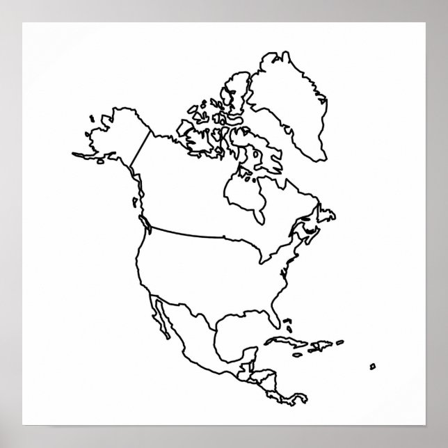 Blank Map of North America Poster (Front)