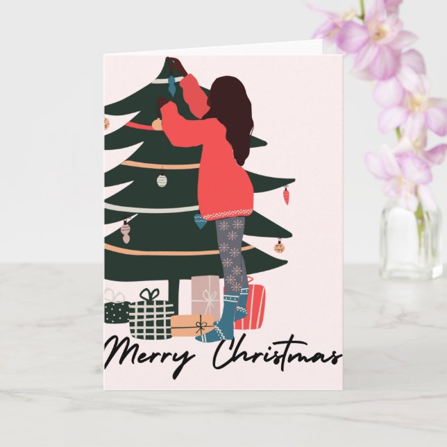 Blank Merry Christmas Card (Orchid)