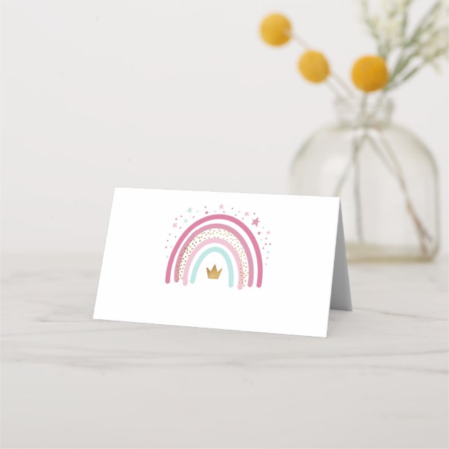 Blank Modern Pink Rainbow Place Setting Cards (Front)