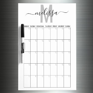  Blank Month Monogram Planning Calendar Dry Erase Board