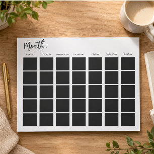 Blank monthly calendar  notepad