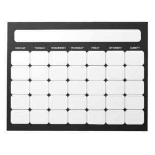 Blank Monthly Planner Calendar Notepad