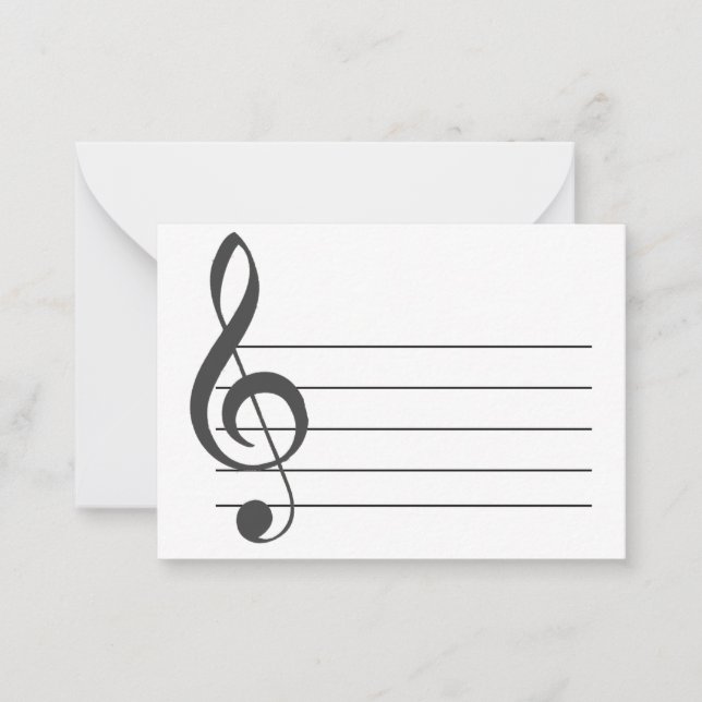 Blank Music Staff Treble Clef Musical Notecard (Front)