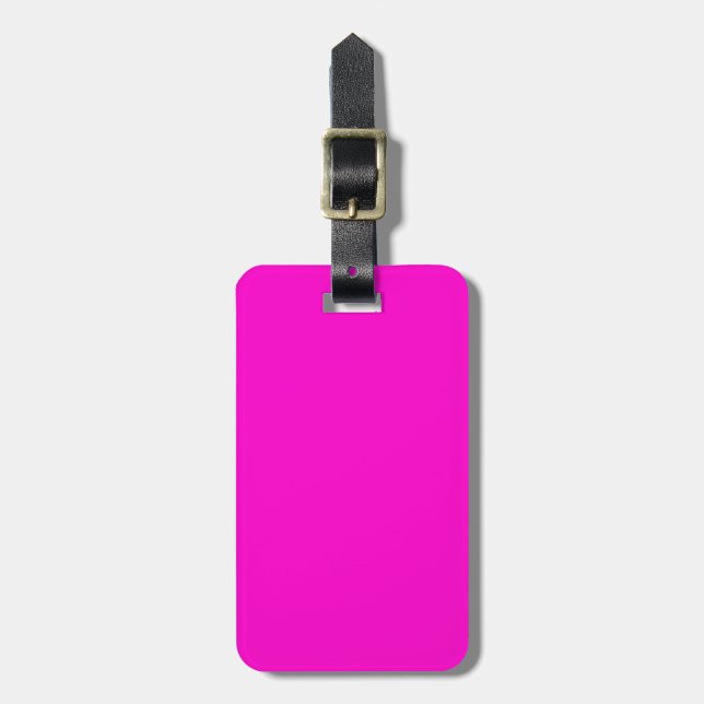 Blank Neon Pink Solid Colour Luggage Tag (Front Vertical)