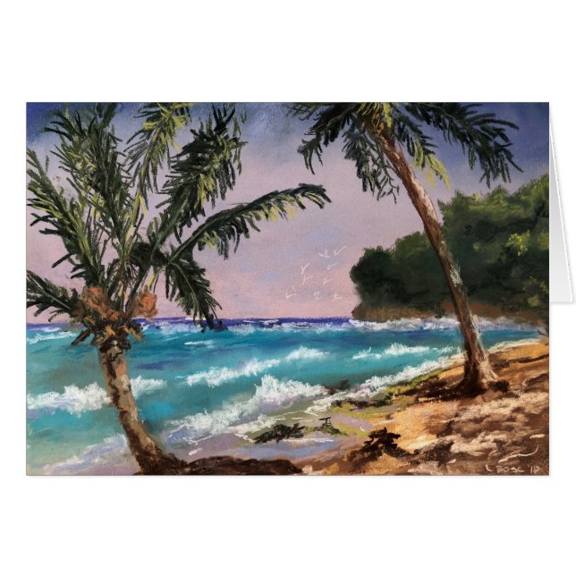Blank Note card 5 x 7 Tropical Beach view (Front Horizontal)