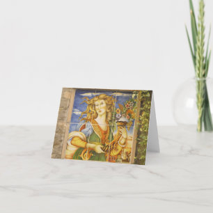 Blank Note Card -- Deruta Tile Lady