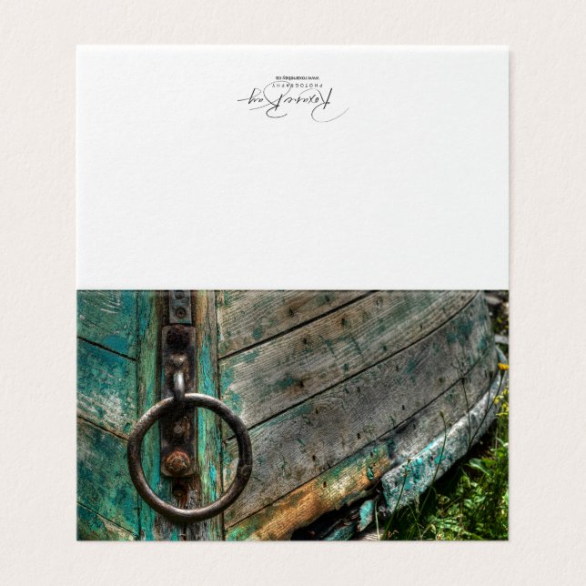 Blank Note Card - Green Boat (Outside Unfolded)