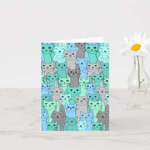 Blank Note Card: Many Colorful Cats Card
