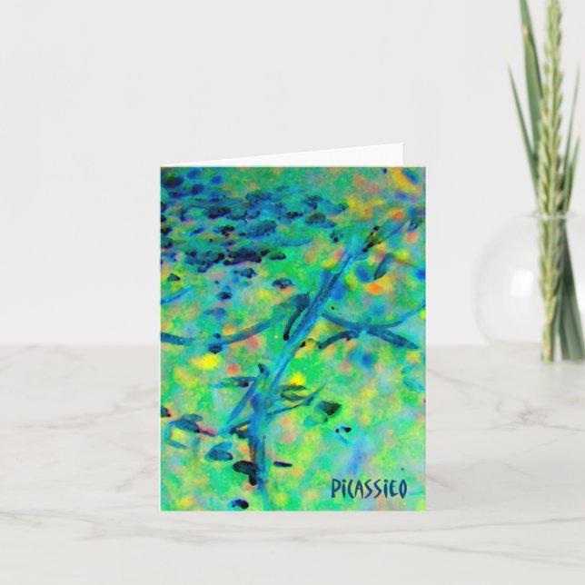 Blank Note Card with colourful PiCassieO art (Front)