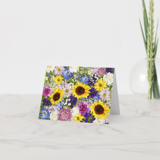 Blank Note Cards for Gardeners Flowers Collage (Front)