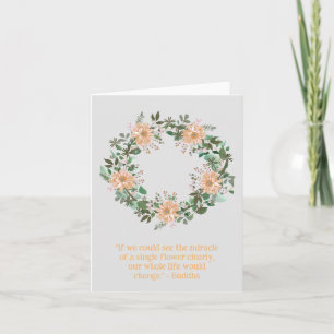 Blank Peach Flower Romantic Floral Wreath Card