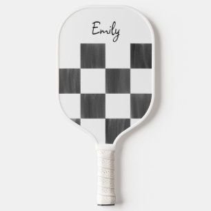 Blank Pink and White Chequerboard Personalised Pickleball Paddle