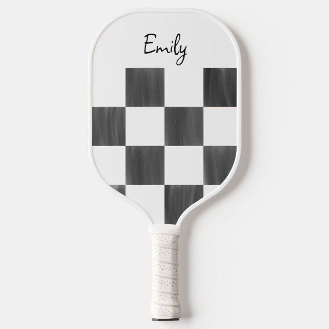 Blank Pink and White Chequerboard Personalised Pickleball Paddle (Front)