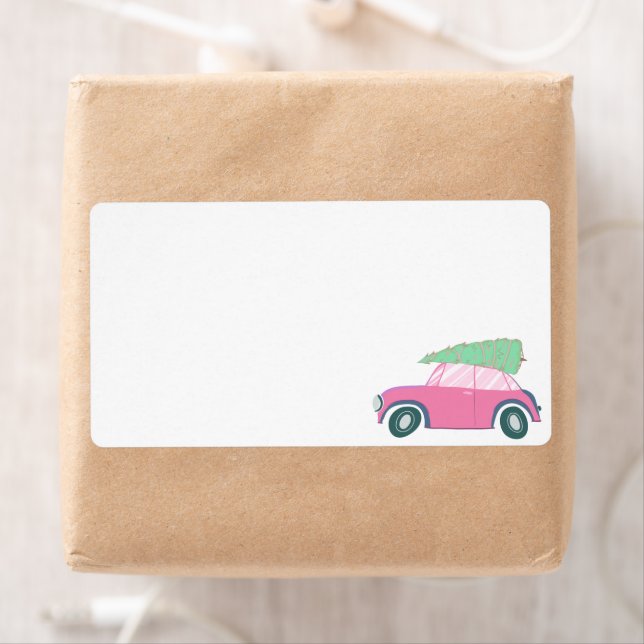 Blank Pink Car Christmas Tree Watercolor Christmas (Insitu)