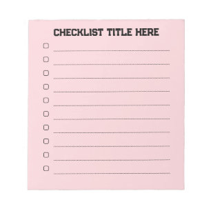 Blank Pink Checklist Notepad