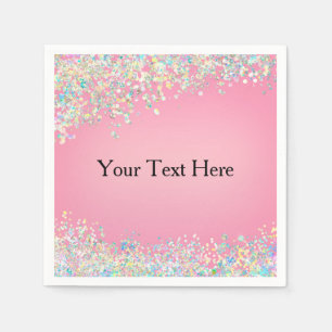 Blank Pink Holographic Glitter Napkin