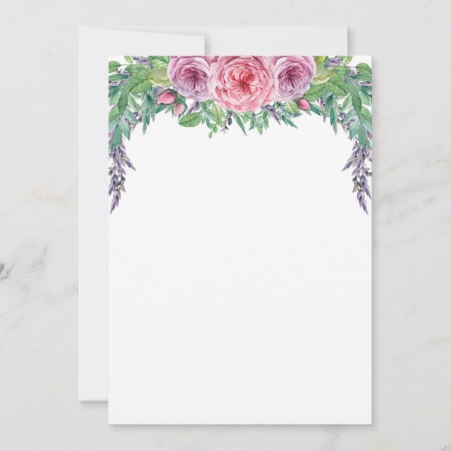Blank Purple Floral Watercolor Wedding Invitation (Front)