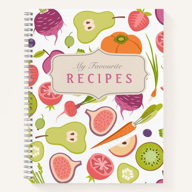 Blank Recipe Book with Fruits and Vegetables (Front)