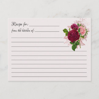 Blank Recipe Cards: Floral Bouquet Postcard