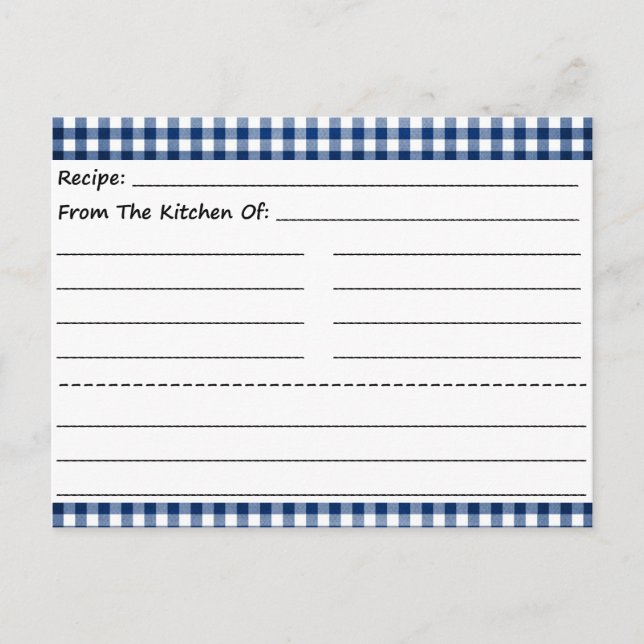 Blank Recipe Cards: Gingham Dreams Postcard (Front)