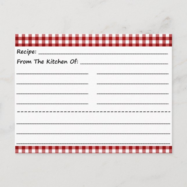 Blank Recipe Cards: Gingham Dreams Postcard (Front)