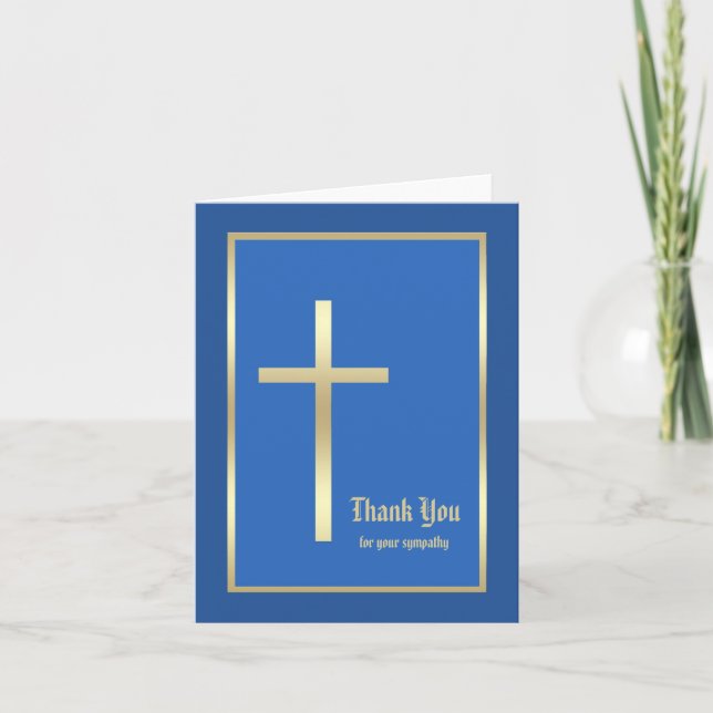 Blank Religious Sympathy Thank You Note Card, Blue (Front)