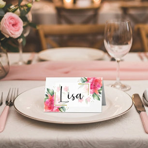 Blank Rose garden budget wedding Place Card