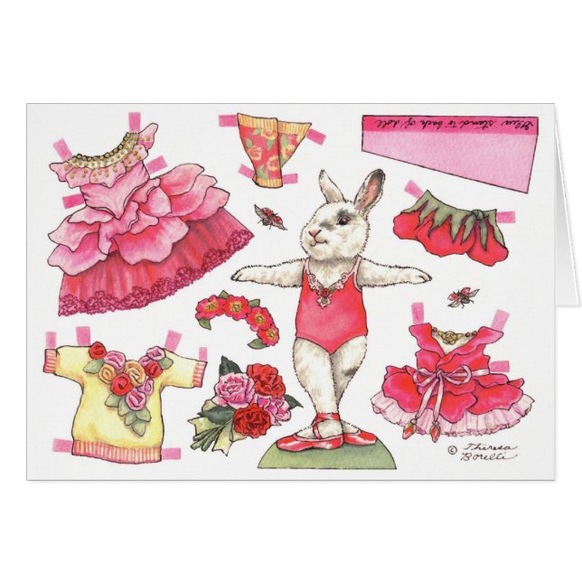 Blank Rose Paper Doll Card (Front Horizontal)