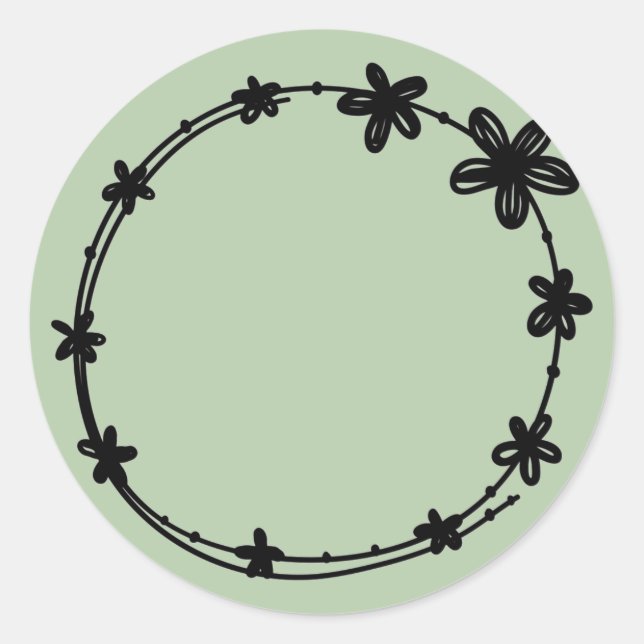 Blank Round outline floral spice jar Label Sticker (Front)